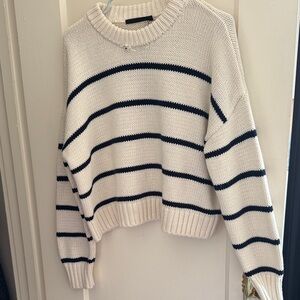 jenni kayne striped black and white crewneck cotton sweater XS